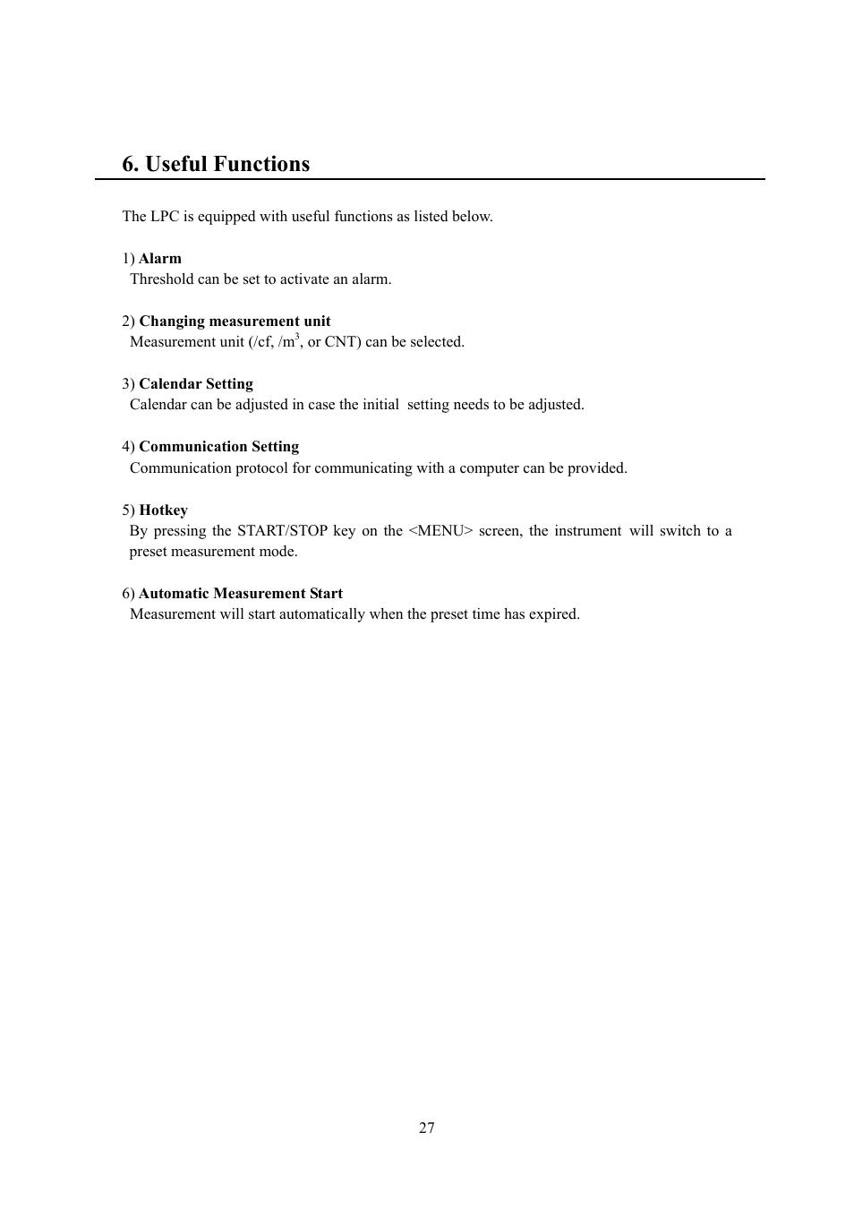 Useful functions | KANOMAX 3887 Handheld Particle Counter User Manual | Page 34 / 46
