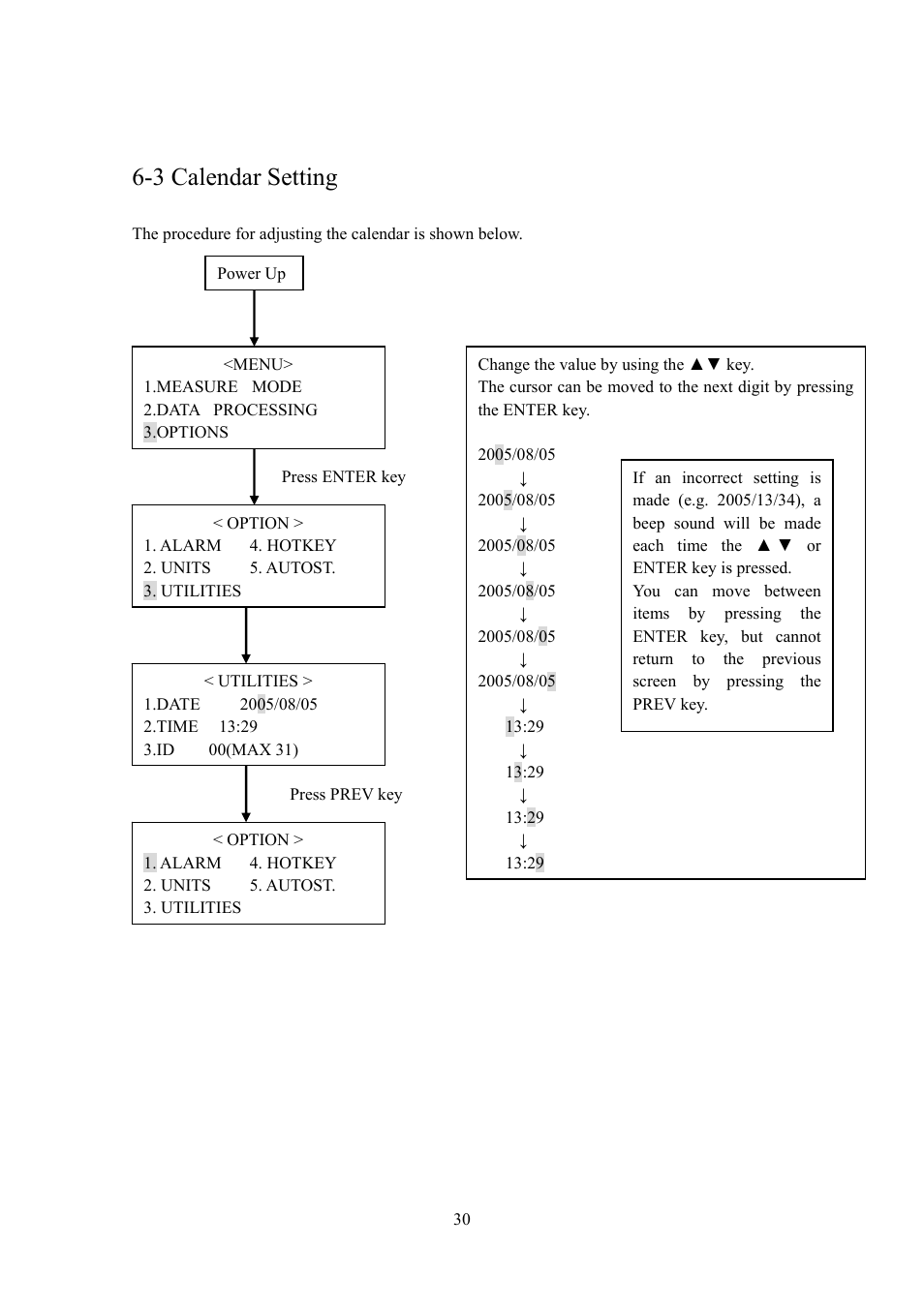 3 calendar setting | KANOMAX 3887 Handheld Particle Counter User Manual | Page 37 / 46