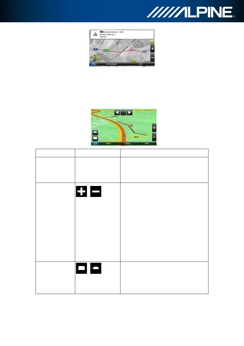 4 manipulating the map, Action button(s) description | Alpine INA-W910R User Manual | Page 18 / 80