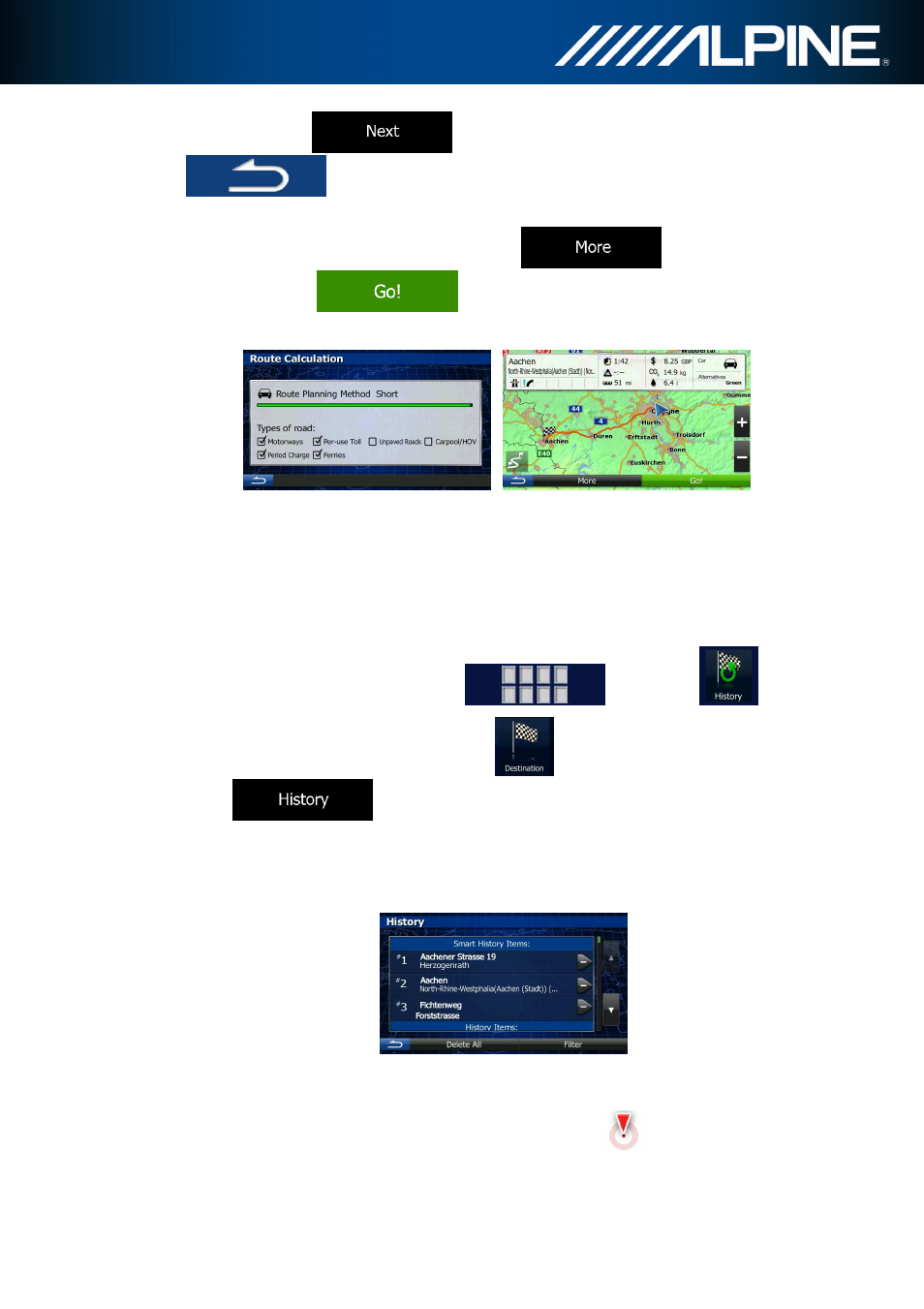 6 selecting a recent destination from the history | Alpine INA-W910R User Manual | Page 45 / 80