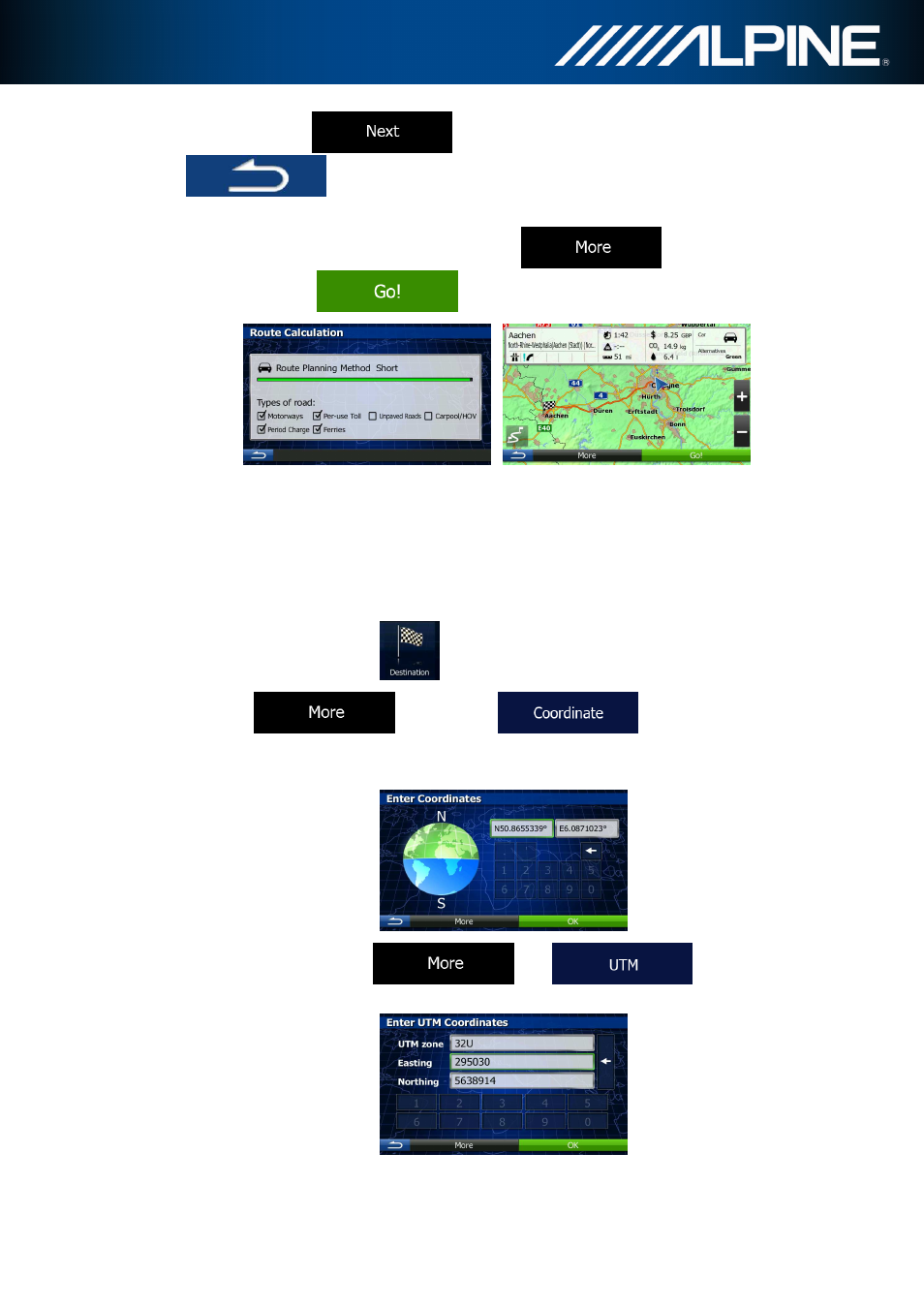 7 entering the coordinate of the destination | Alpine INA-W910R User Manual | Page 46 / 80