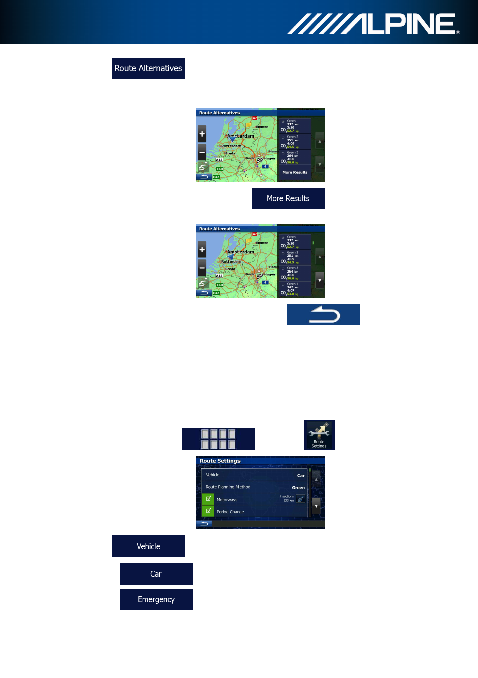 8 changing the vehicle used in route planning | Alpine INA-W910R User Manual | Page 56 / 80