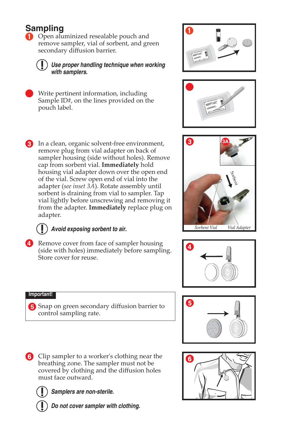 Sampling | SKC 590-300 Nitrous Oxide Passive Sampler User Manual | Page 2 / 4