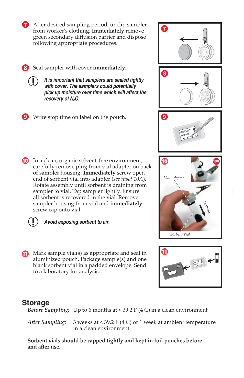 Storage | SKC 590-300 Nitrous Oxide Passive Sampler User Manual | Page 3 / 4