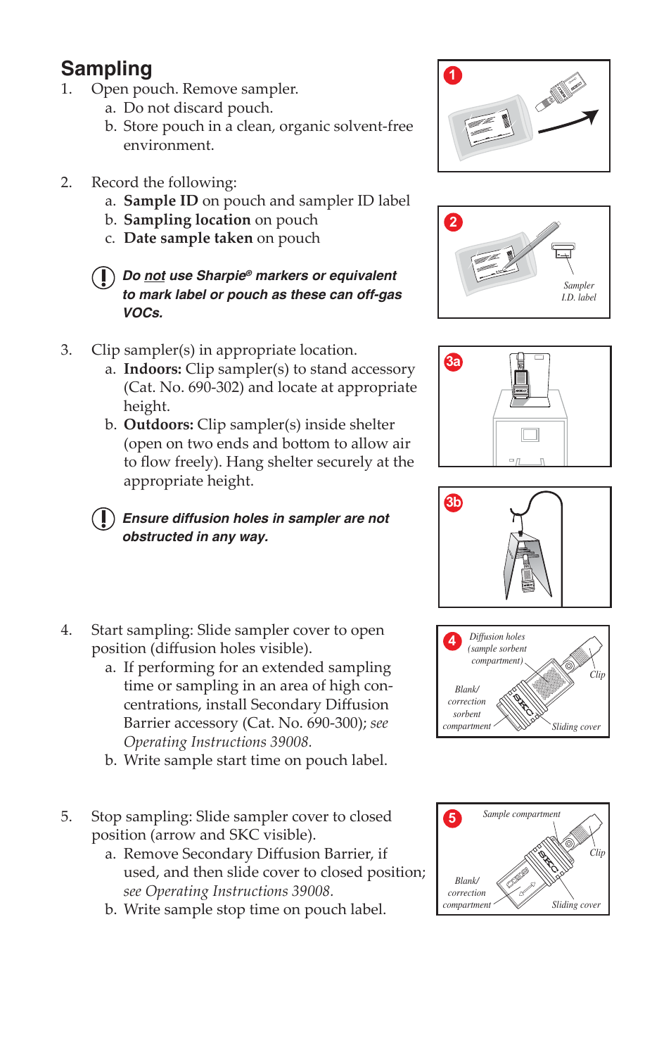 Sampling | SKC 690-105 ULTRA III Passive Samplers with Charcoal Sorbent User Manual | Page 2 / 4