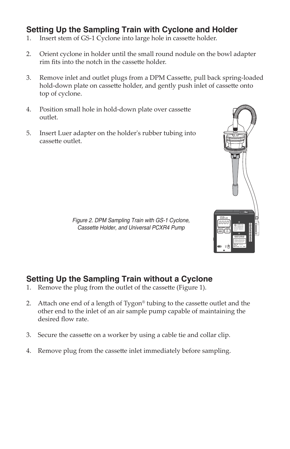 Setting up the sampling train without a cyclone | SKC 225-317 SKC Diesel Particulate Matter (DPM) FIlter Cassette User Manual | Page 2 / 4