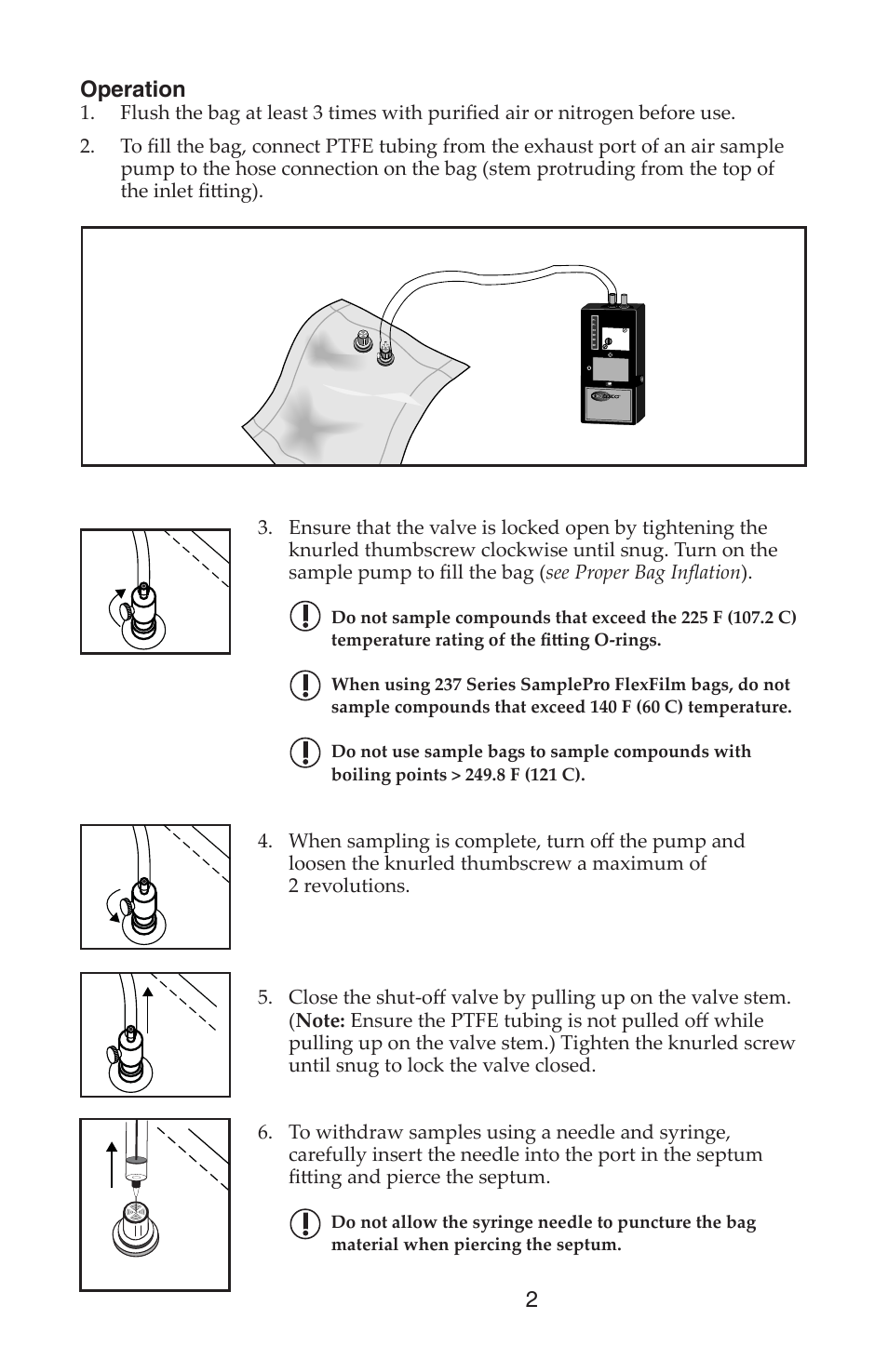 Operation | SKC 231, 237, 248 Series Dual Stainless Steel Fitted Bag User Manual | Page 2 / 4