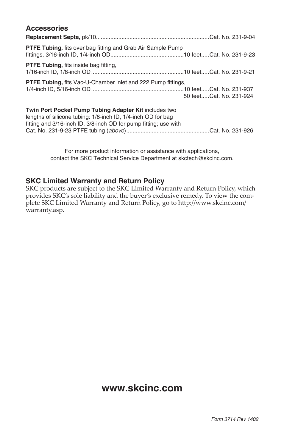 SKC 231, 237, 248 Series Dual Stainless Steel Fitted Bag User Manual | Page 4 / 4