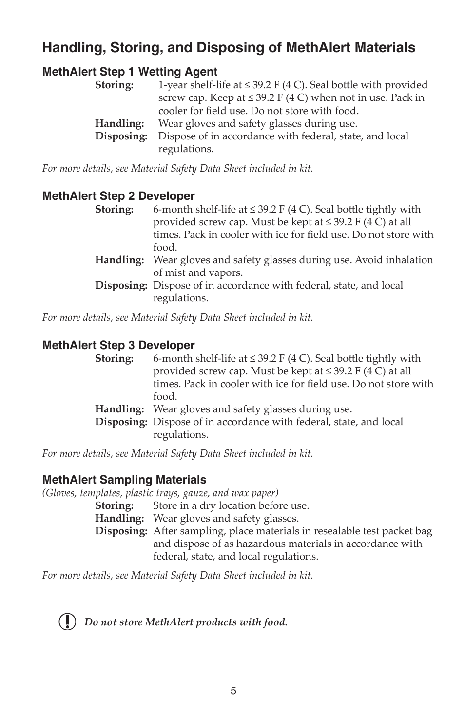 SKC 560-001 MethAlert Kit Colorimetric Wipe Kit User Manual | Page 5 / 7