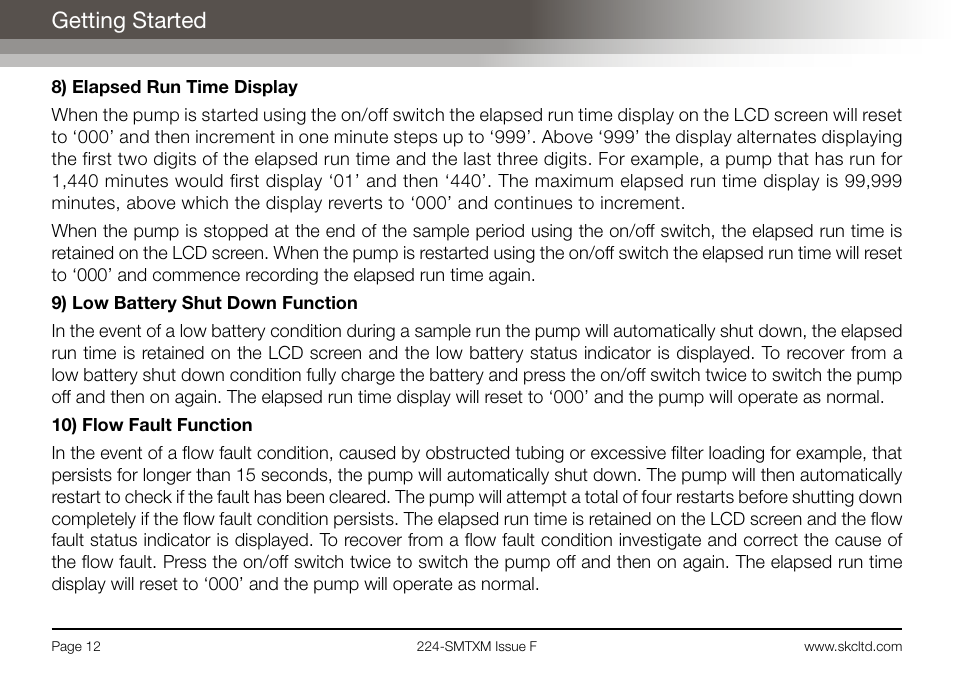 Getting started | SKC Limited Sidekick MTX Pump Operating Instructions User Manual | Page 14 / 32