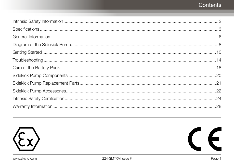 SKC Limited Sidekick MTX Pump Operating Instructions User Manual | Page 3 / 32