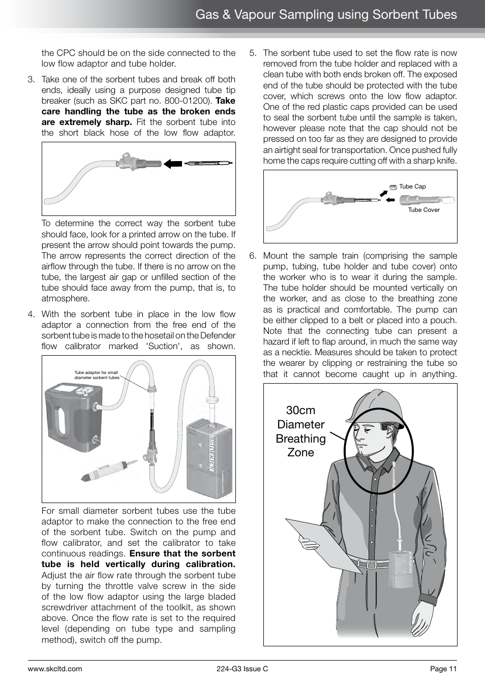 Gas & vapour sampling using sorbent tubes, 30cm diameter breathing zone | SKC Limited Sidekick Pump Step By Step Guide User Manual | Page 13 / 20