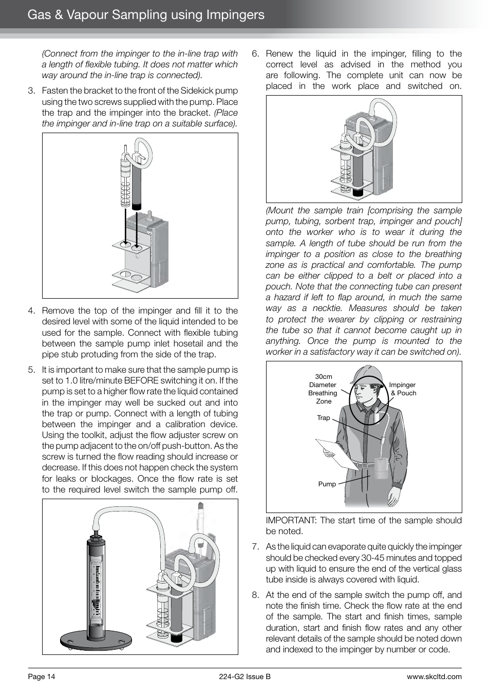 Gas & vapour sampling using impingers | SKC Limited Sidekick Pump Step By Step Guide User Manual | Page 16 / 20