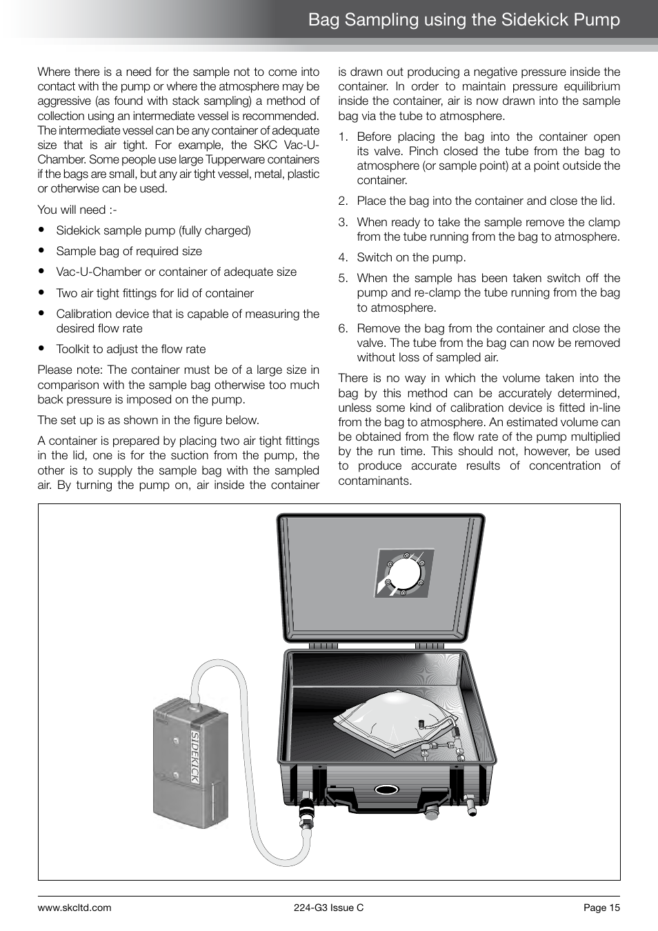 Bag sampling using the sidekick pump | SKC Limited Sidekick Pump Step By Step Guide User Manual | Page 17 / 20