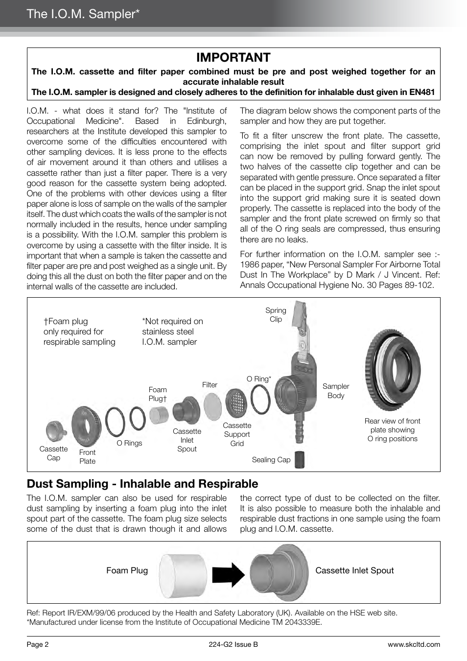 The i.o.m. sampler* important, Dust sampling - inhalable and respirable | SKC Limited Sidekick Pump Step By Step Guide User Manual | Page 4 / 20