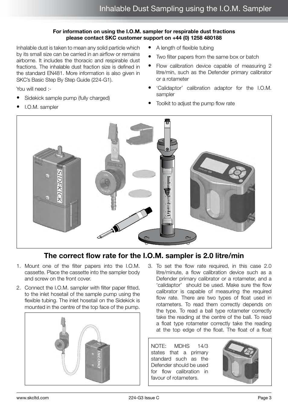 Inhalable dust sampling using the i.o.m. sampler | SKC Limited Sidekick Pump Step By Step Guide User Manual | Page 5 / 20