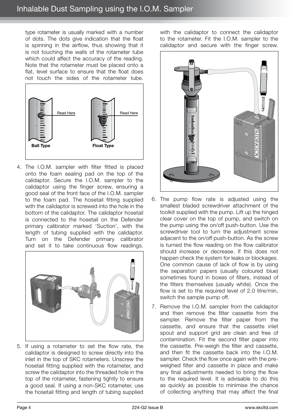 Inhalable dust sampling using the i.o.m. sampler | SKC Limited Sidekick Pump Step By Step Guide User Manual | Page 6 / 20
