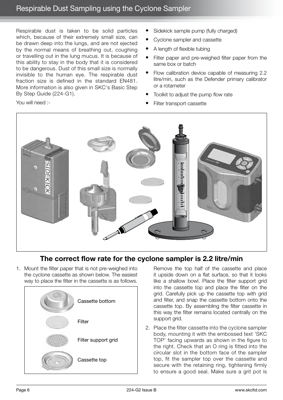 Respirable dust sampling using the cyclone sampler | SKC Limited Sidekick Pump Step By Step Guide User Manual | Page 8 / 20