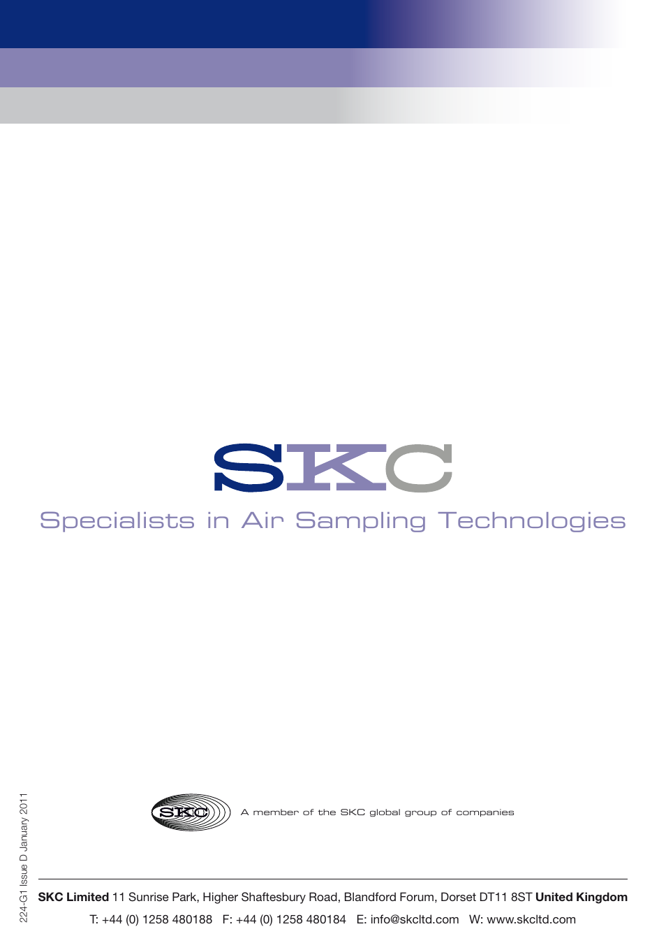 Specialists in air sampling technologies | SKC Limited AirChek 3000 Deluxe Pump Step By Step Guide User Manual | Page 20 / 20