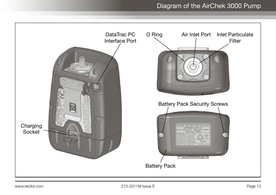 Diagram of the airchek 3000 pump | SKC Limited AirChek 3000 Deluxe Pump Operating Instructions User Manual | Page 15 / 68