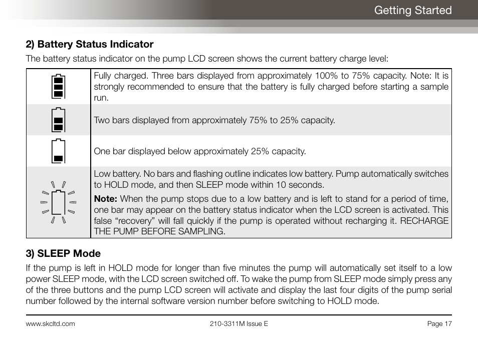 Getting started | SKC Limited AirChek 3000 Deluxe Pump Operating Instructions User Manual | Page 19 / 68