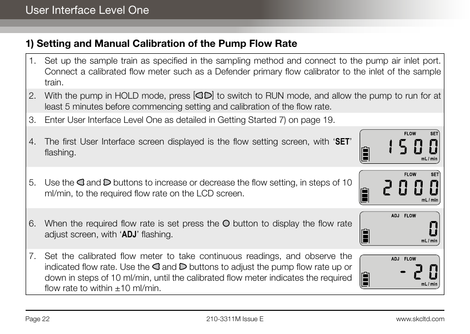 User interface level one | SKC Limited AirChek 3000 Deluxe Pump Operating Instructions User Manual | Page 24 / 68