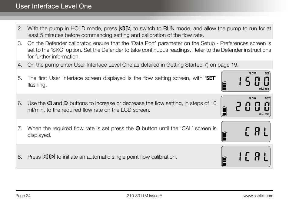 User interface level one | SKC Limited AirChek 3000 Deluxe Pump Operating Instructions User Manual | Page 26 / 68