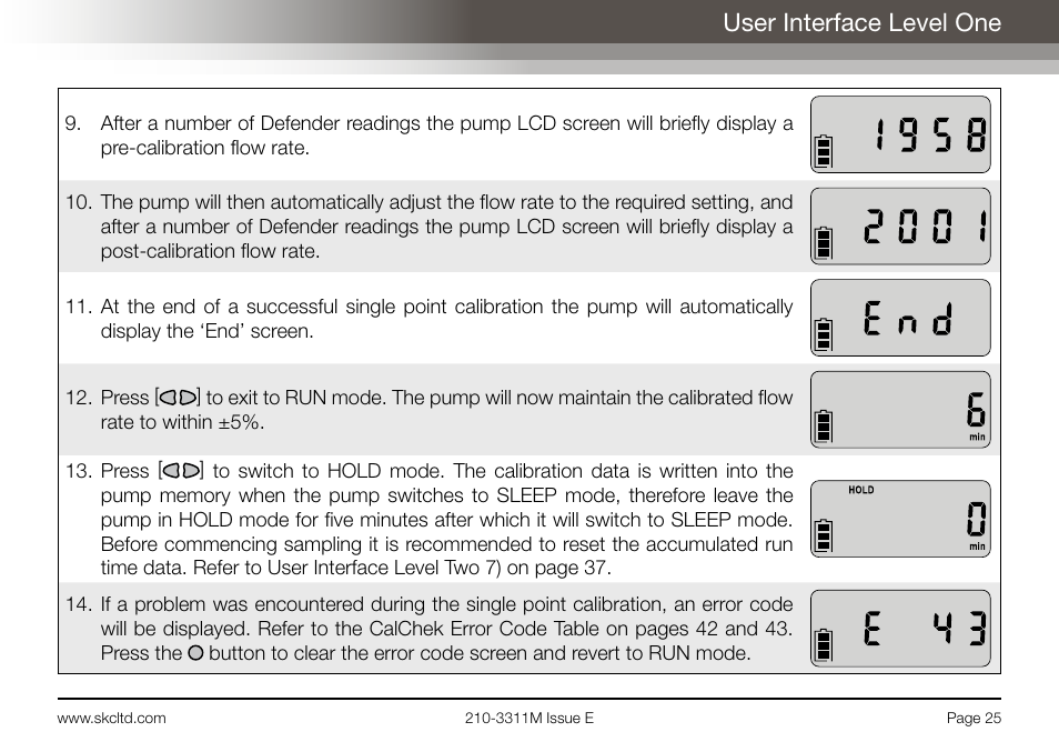 User interface level one | SKC Limited AirChek 3000 Deluxe Pump Operating Instructions User Manual | Page 27 / 68