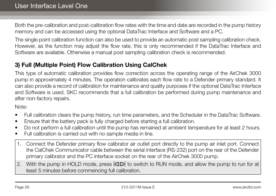 User interface level one | SKC Limited AirChek 3000 Deluxe Pump Operating Instructions User Manual | Page 28 / 68