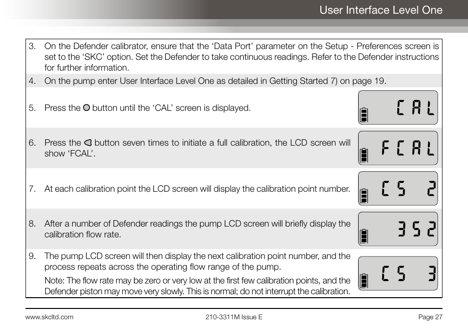 User interface level one | SKC Limited AirChek 3000 Deluxe Pump Operating Instructions User Manual | Page 29 / 68