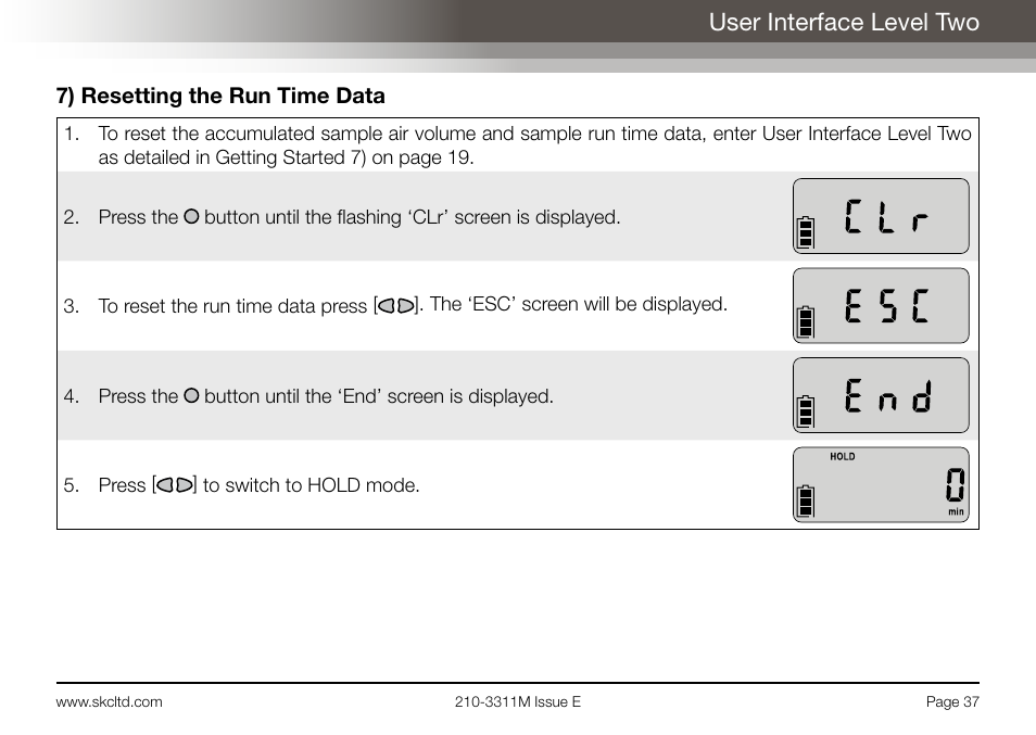 User interface level two | SKC Limited AirChek 3000 Deluxe Pump Operating Instructions User Manual | Page 39 / 68