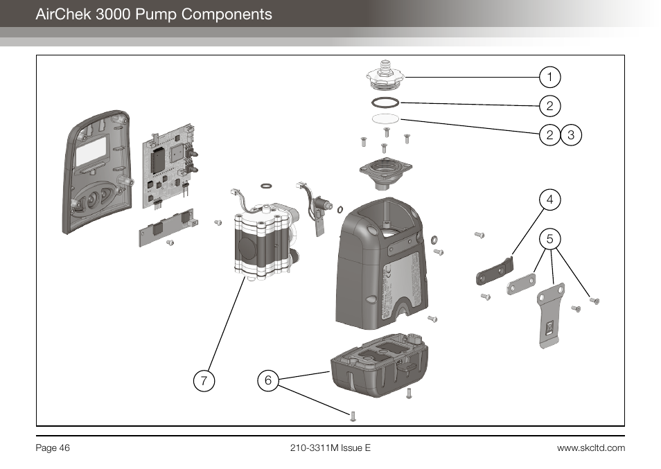 Airchek 3000 pump components | SKC Limited AirChek 3000 Deluxe Pump Operating Instructions User Manual | Page 48 / 68
