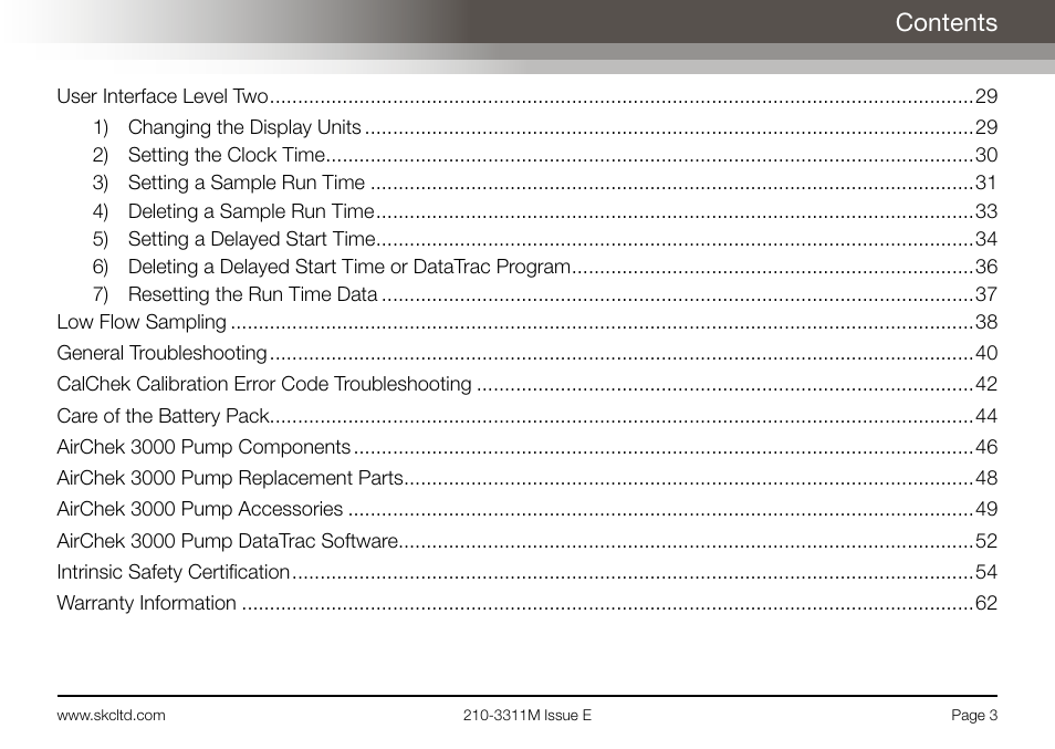 SKC Limited AirChek 3000 Deluxe Pump Operating Instructions User Manual | Page 5 / 68
