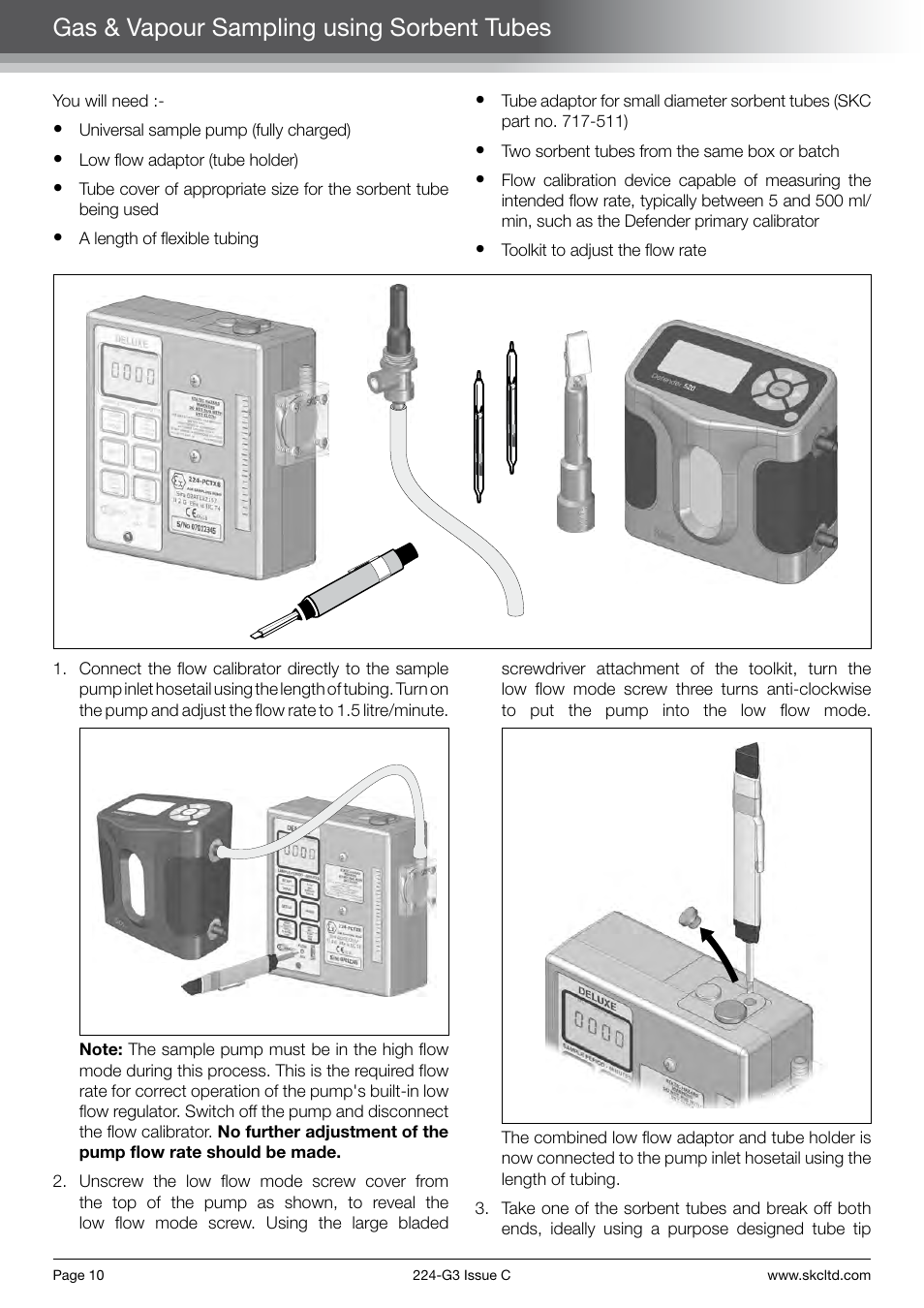 Gas & vapour sampling using sorbent tubes | SKC Limited Universal Pump Step By Step Guide User Manual | Page 12 / 20