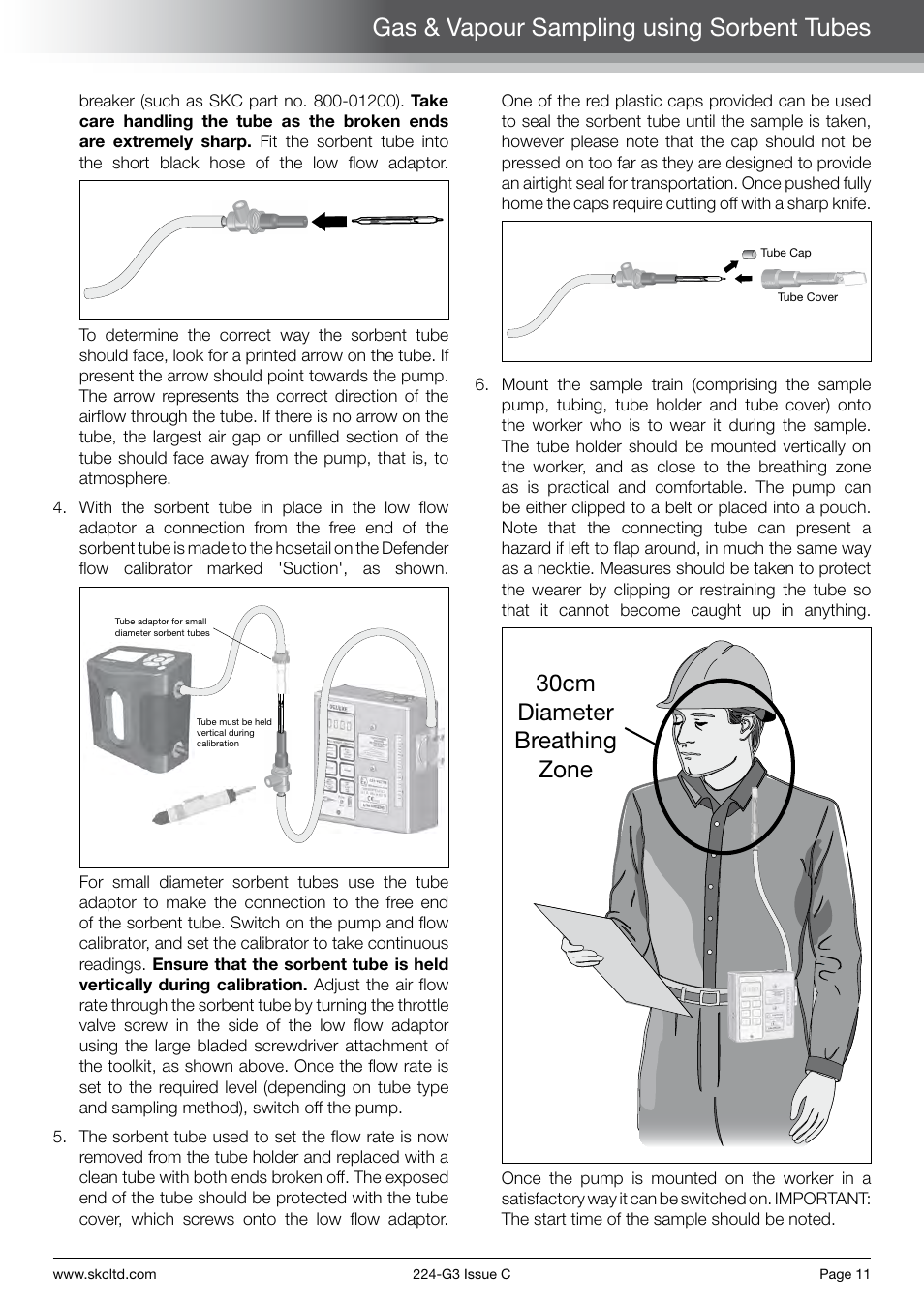 Gas & vapour sampling using sorbent tubes, 30cm diameter breathing zone | SKC Limited Universal Pump Step By Step Guide User Manual | Page 13 / 20