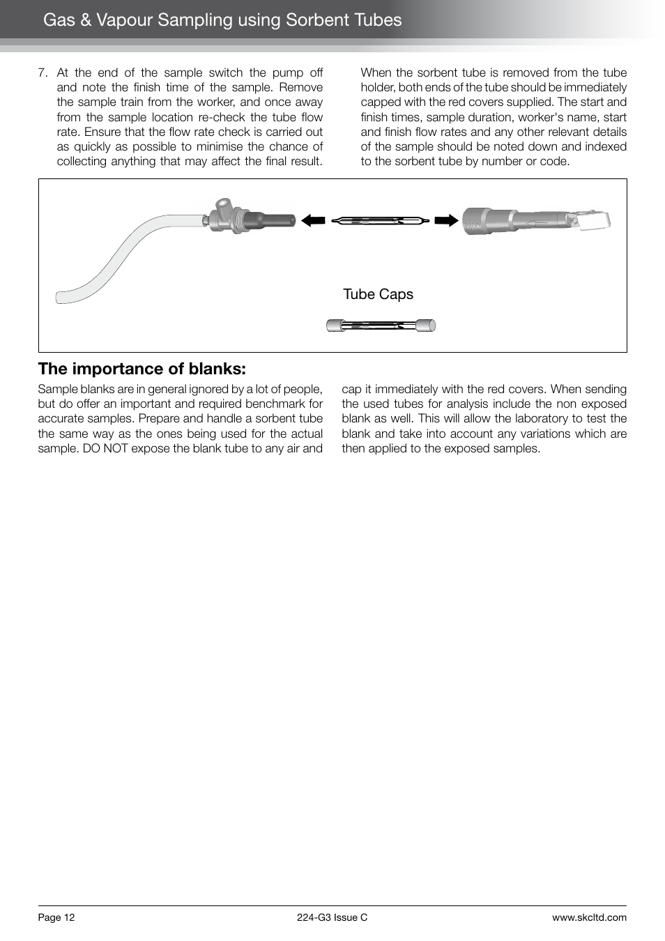Gas & vapour sampling using sorbent tubes, The importance of blanks | SKC Limited Universal Pump Step By Step Guide User Manual | Page 14 / 20