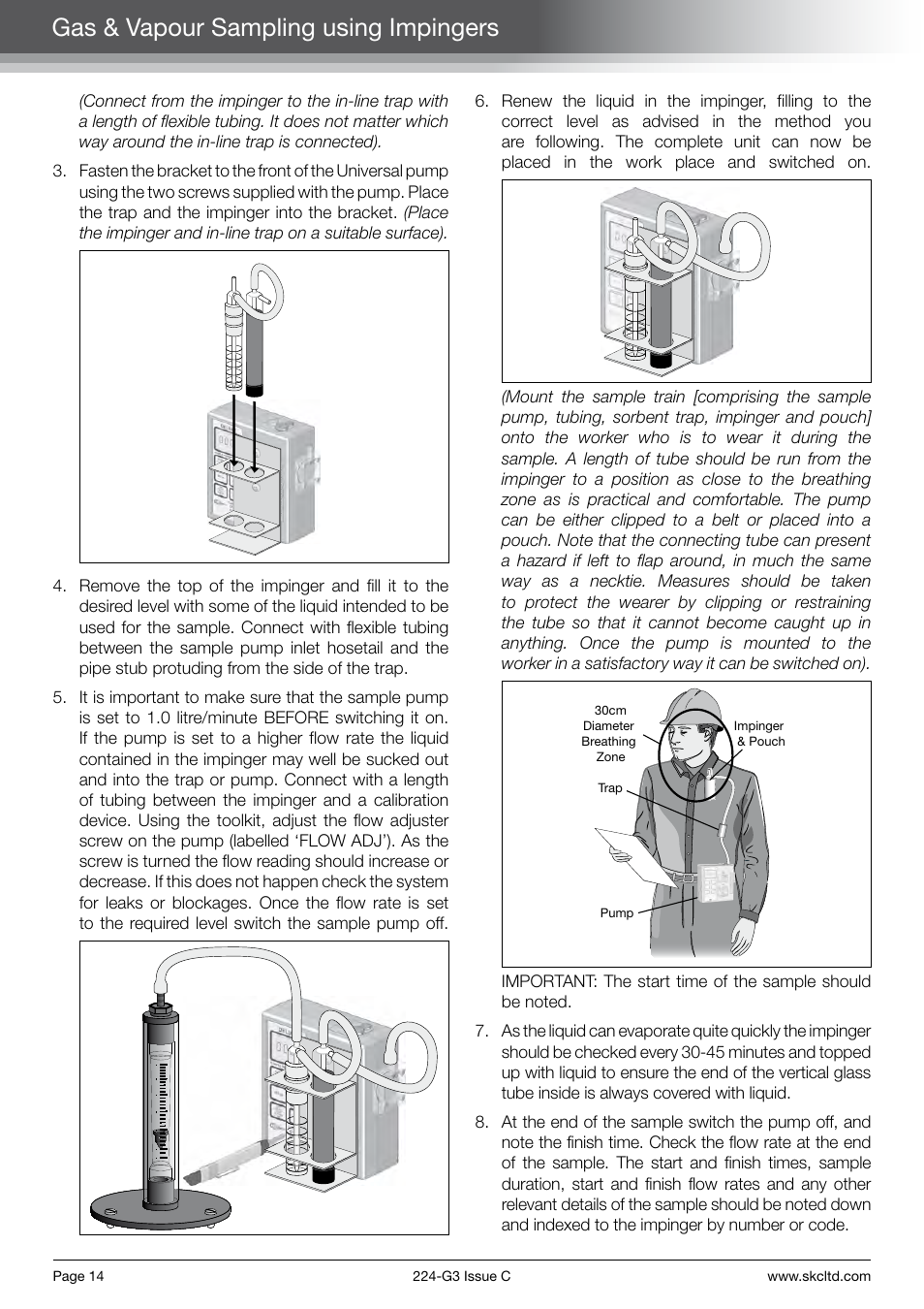 Gas & vapour sampling using impingers | SKC Limited Universal Pump Step By Step Guide User Manual | Page 16 / 20