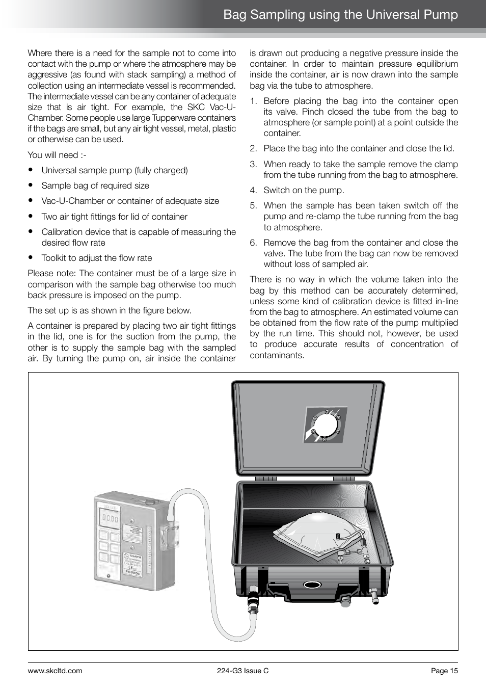 Bag sampling using the universal pump | SKC Limited Universal Pump Step By Step Guide User Manual | Page 17 / 20