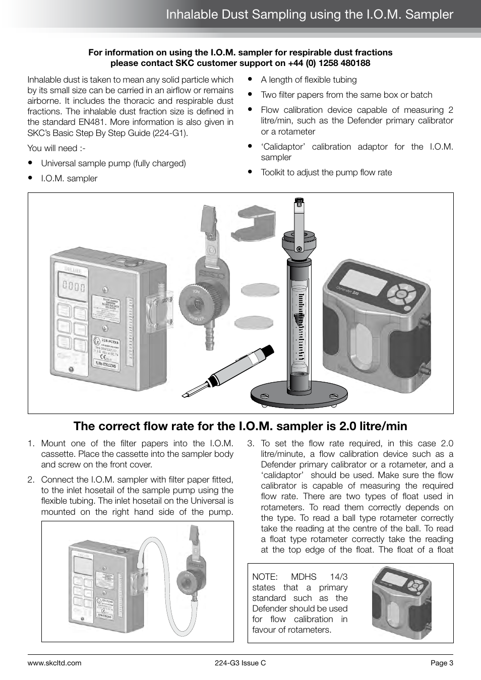 Inhalable dust sampling using the i.o.m. sampler | SKC Limited Universal Pump Step By Step Guide User Manual | Page 5 / 20
