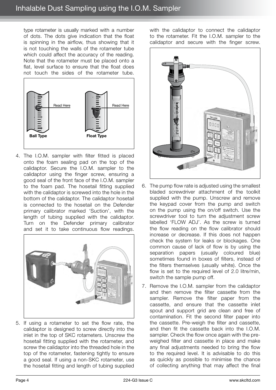Inhalable dust sampling using the i.o.m. sampler | SKC Limited Universal Pump Step By Step Guide User Manual | Page 6 / 20