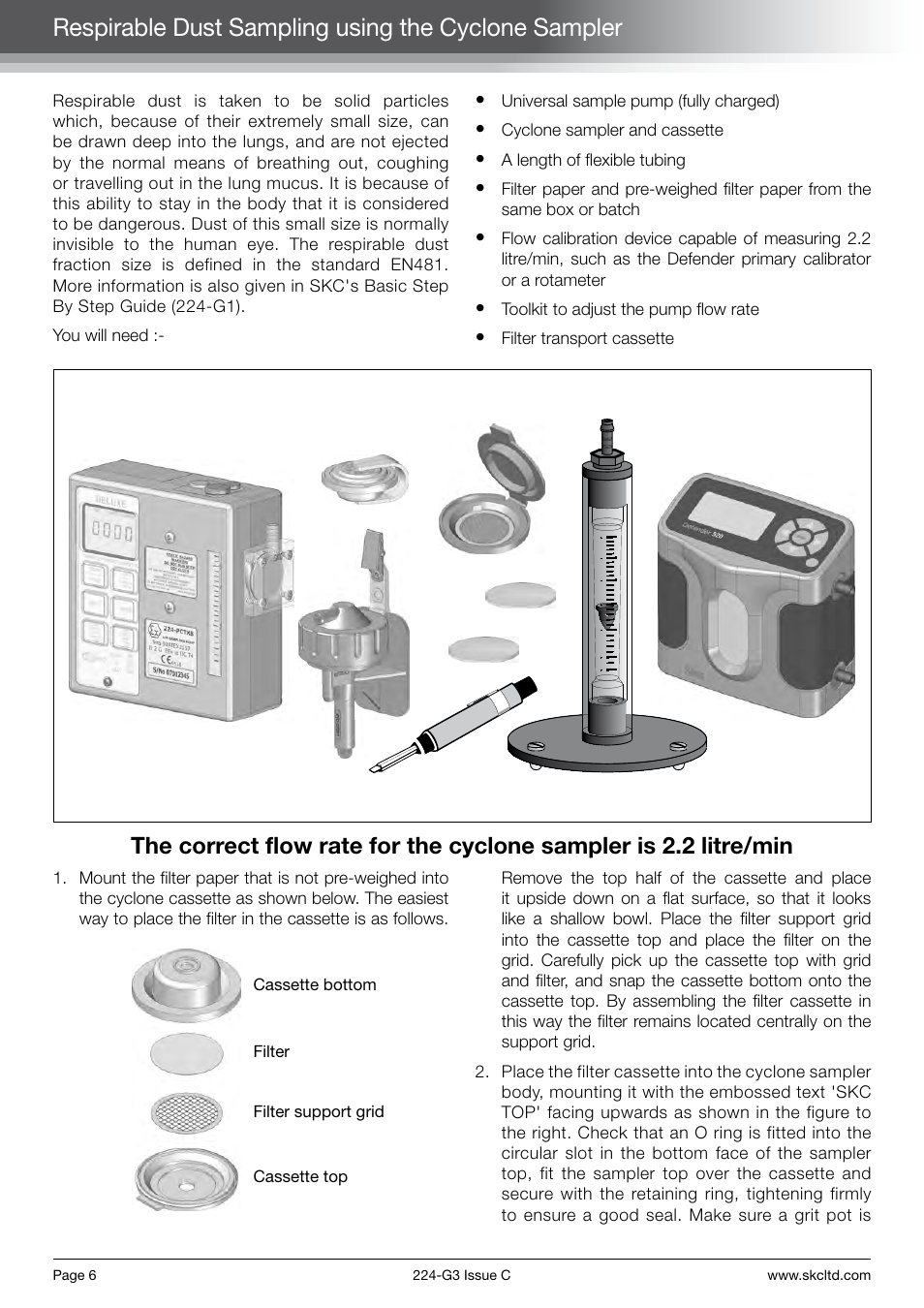 Respirable dust sampling using the cyclone sampler | SKC Limited Universal Pump Step By Step Guide User Manual | Page 8 / 20