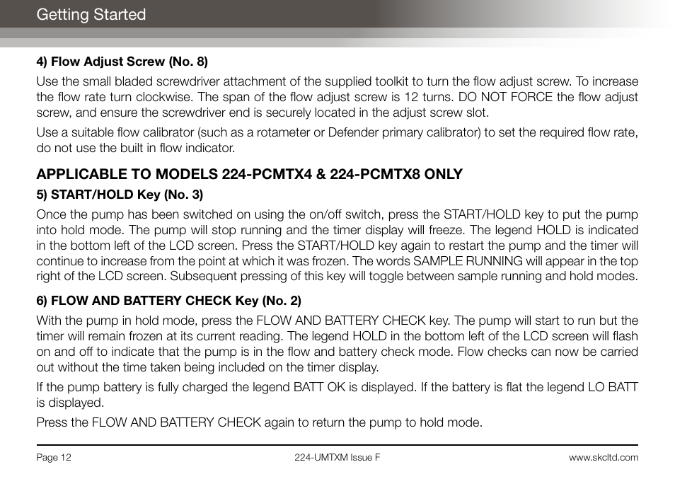 Getting started | SKC Limited Universal MTX Pump Operating Instructions User Manual | Page 14 / 40