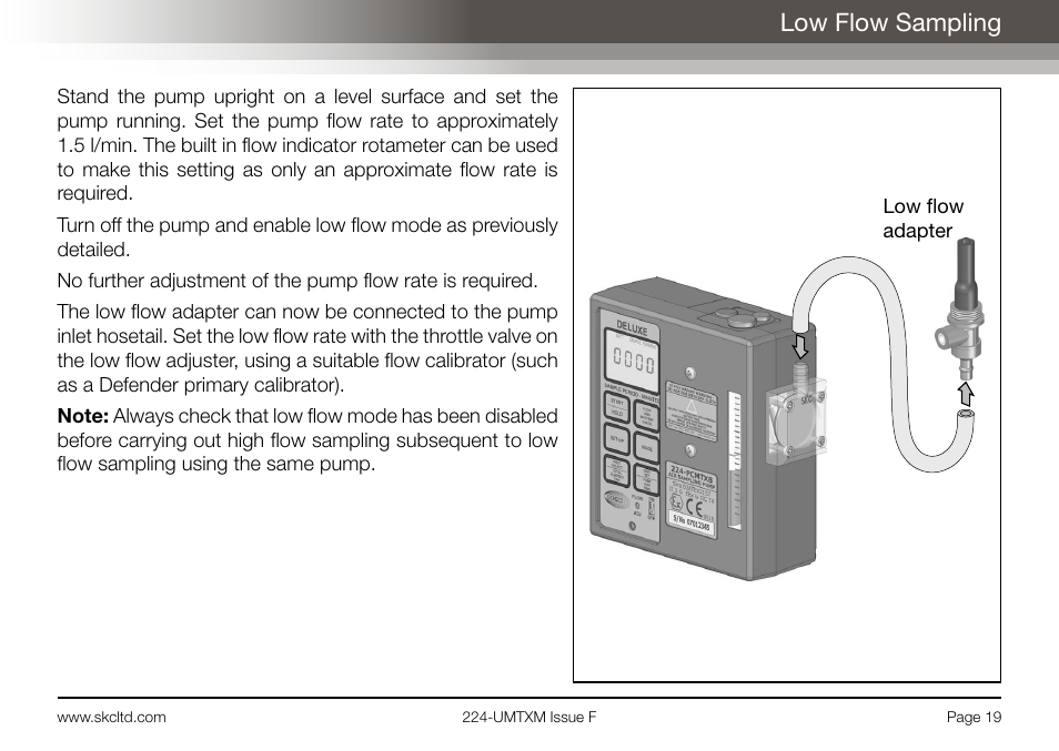 Low flow sampling | SKC Limited Universal MTX Pump Operating Instructions User Manual | Page 21 / 40