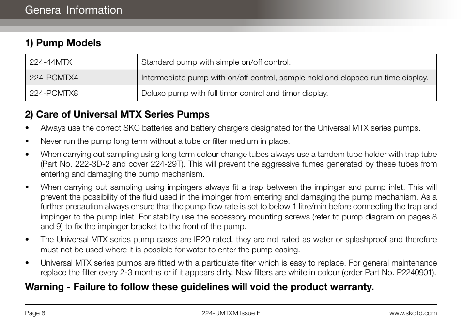 General information | SKC Limited Universal MTX Pump Operating Instructions User Manual | Page 8 / 40