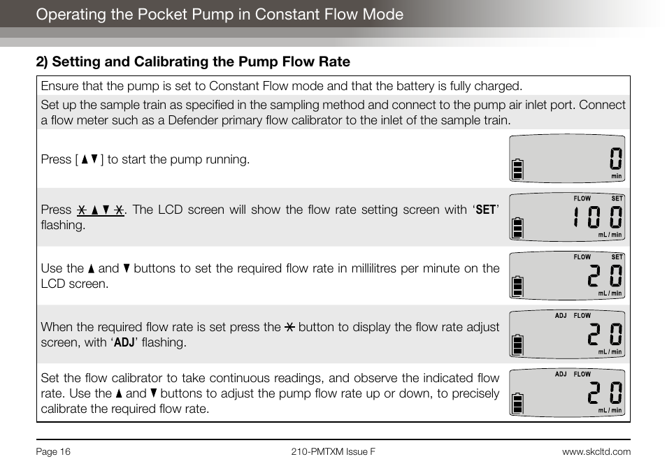 Operating the pocket pump in constant flow mode | SKC Limited Pocket Pump MTX User Manual | Page 18 / 52