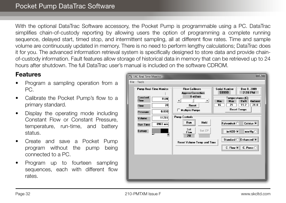 Pocket pump datatrac software | SKC Limited Pocket Pump MTX User Manual | Page 34 / 52