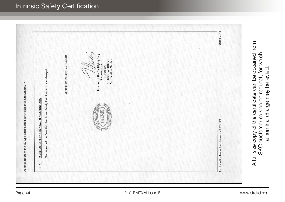 Intrinsic safety certification | SKC Limited Pocket Pump MTX User Manual | Page 46 / 52