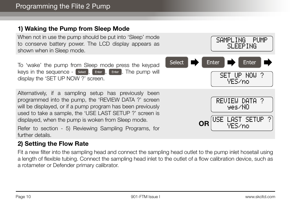 Programming the flite 2 pump | SKC Limited Flite 2 User Manual | Page 12 / 32