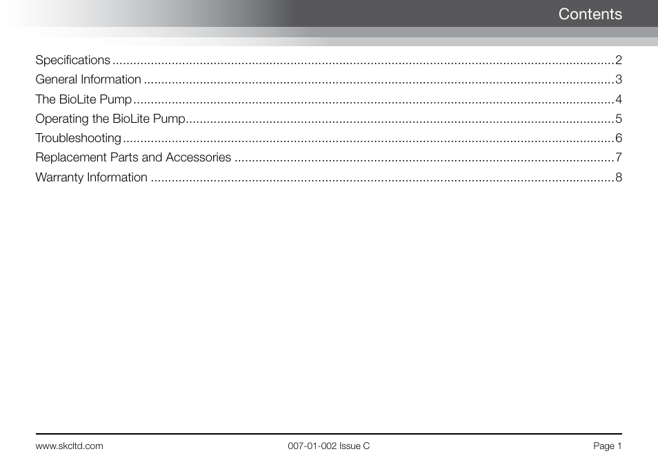 SKC Limited BioLite User Manual | Page 3 / 12