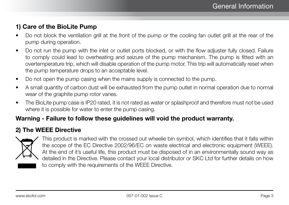 General information | SKC Limited BioLite User Manual | Page 5 / 12